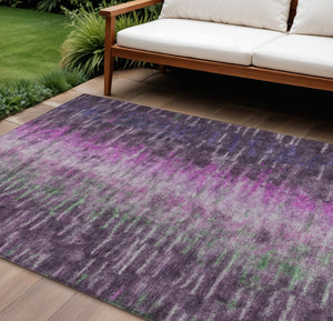 HomeRoots 10' Eggplant Green & Blue Abstract Washable Area Rug - Versatile Indoor/Outdoor Comfort & Style! 659095