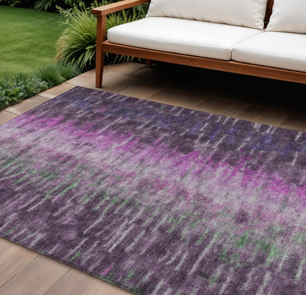 HomeRoots 10' Eggplant Green & Blue Abstract Washable Area Rug - Versatile Indoor/Outdoor Comfort & Style! 659095