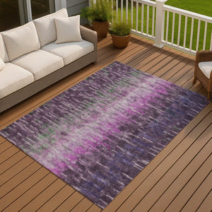 HomeRoots 10' Eggplant Green & Blue Abstract Washable Area Rug - Versatile Indoor/Outdoor Comfort & Style! 659095
