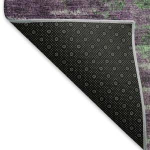 HomeRoots 10' Eggplant Green & Blue Abstract Washable Area Rug - Versatile Indoor/Outdoor Comfort & Style! 659095