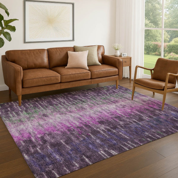 HomeRoots 10' Eggplant Green & Blue Abstract Washable Area Rug - Versatile Indoor/Outdoor Comfort & Style! 659095