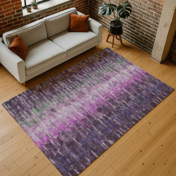HomeRoots 10' Eggplant Green & Blue Abstract Washable Area Rug - Versatile Indoor/Outdoor Comfort & Style! 659095