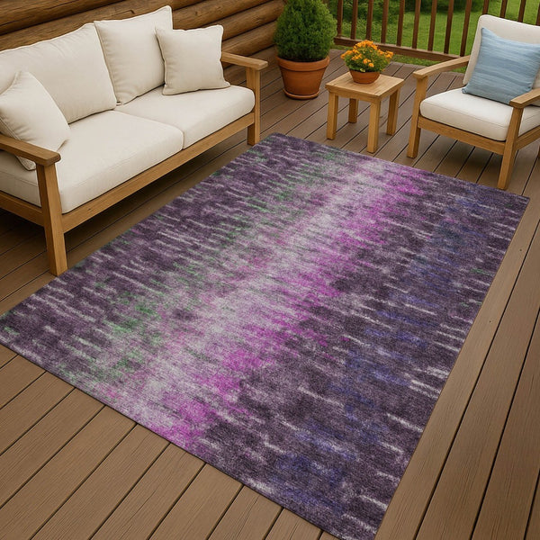 HomeRoots 10' Eggplant Green & Blue Abstract Washable Area Rug - Versatile Indoor/Outdoor Comfort & Style! 659095