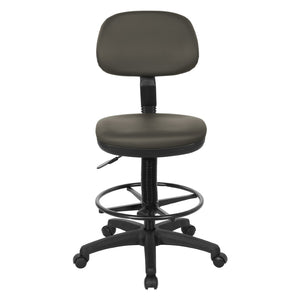OSP Home Furnishings Sculptured Ergonomic Drafting Chair with Vinyl Upholstery for Studio and Lab Workspaces Dillon Graphite DC517V-R111