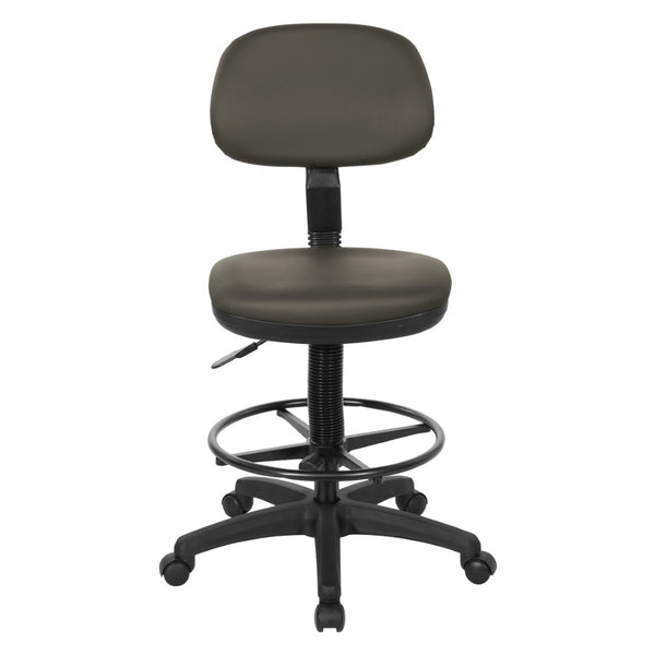 OSP Home Furnishings Sculptured Ergonomic Drafting Chair with Vinyl Upholstery for Studio and Lab Workspaces Dillon Graphite DC517V-R111