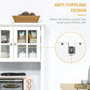 English Elm HOMCOM Farmhouse Kitchen Hutch Buffet Cabinet with Framed Glass Doors, Adjustable Shelves & Microwave Space W2225P217121