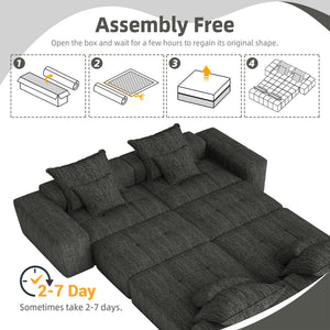 English Elm Modern Oversized Modular Sectional Sofa - Plush Chenille, 8 Pillows, No Assembly, Stylish Comfort! W1885S00070