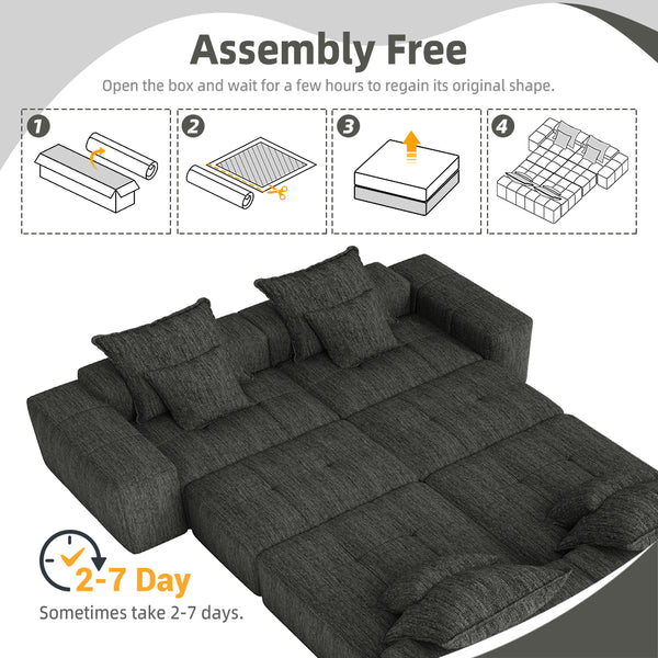 English Elm Modern Oversized Modular Sectional Sofa - Plush Chenille, 8 Pillows, No Assembly, Stylish Comfort! W1885S00070