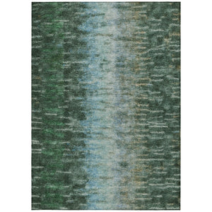 HomeRoots 9' Modern Abstract Washable Area Rug in Emerald Teal Blue & Ivory for Indoor/Outdoor Use 659100