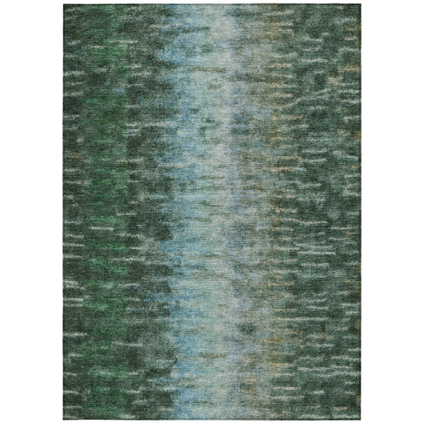 HomeRoots 9' Modern Abstract Washable Area Rug in Emerald Teal Blue & Ivory for Indoor/Outdoor Use 659100
