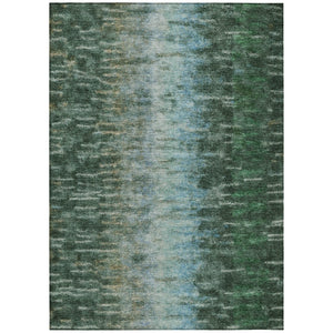 HomeRoots 9' Modern Abstract Washable Area Rug in Emerald Teal Blue & Ivory for Indoor/Outdoor Use 659100