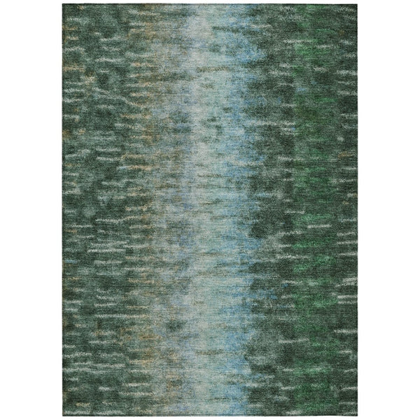 HomeRoots 9' Modern Abstract Washable Area Rug in Emerald Teal Blue & Ivory for Indoor/Outdoor Use 659100