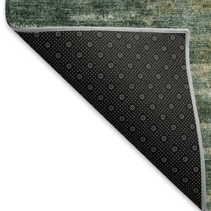 HomeRoots 9' Modern Abstract Washable Area Rug in Emerald Teal Blue & Ivory for Indoor/Outdoor Use 659100