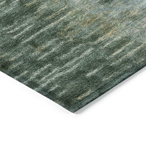 HomeRoots 9' Modern Abstract Washable Area Rug in Emerald Teal Blue & Ivory for Indoor/Outdoor Use 659100
