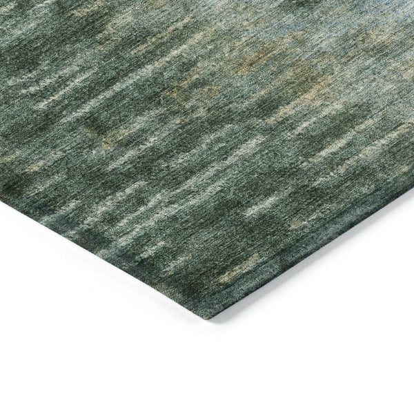 HomeRoots 9' Modern Abstract Washable Area Rug in Emerald Teal Blue & Ivory for Indoor/Outdoor Use 659100
