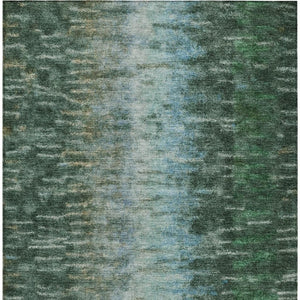 HomeRoots 9' Modern Abstract Washable Area Rug in Emerald Teal Blue & Ivory for Indoor/Outdoor Use 659100