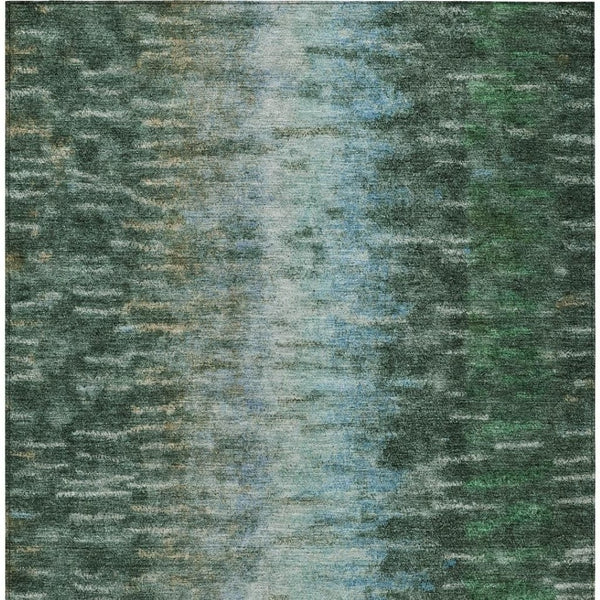 HomeRoots 9' Modern Abstract Washable Area Rug in Emerald Teal Blue & Ivory for Indoor/Outdoor Use 659100