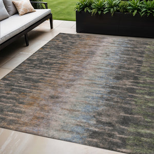 HomeRoots 5' Modern Abstract Granite Gray & Brown Indoor/Outdoor Area Rug - Washable, Stain Resistant, Versatile 659103
