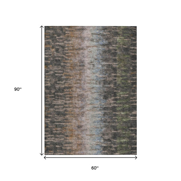 HomeRoots 5' Modern Abstract Granite Gray & Brown Indoor/Outdoor Area Rug - Washable, Stain Resistant, Versatile 659103