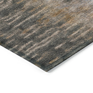 HomeRoots 8' Round Abstract Washable Area Rug in Granite Gray & Brown - Modern, Durable, Indoor/Outdoor Style 659104