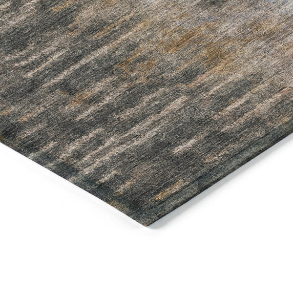 HomeRoots 8' Round Abstract Washable Area Rug in Granite Gray & Brown - Modern, Durable, Indoor/Outdoor Style 659104