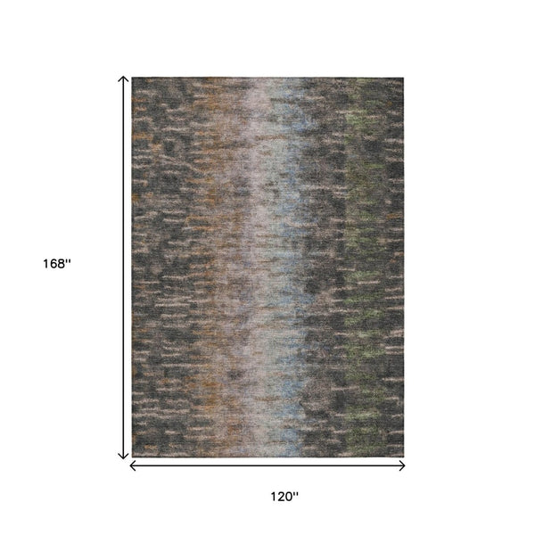 HomeRoots 10' Abstract Granite Gray & Brown Washable Area Rug - Durable Indoor/Outdoor Design for High-Traffic Spaces 659107