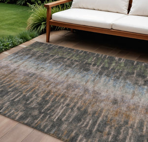 HomeRoots 10' Abstract Granite Gray & Brown Washable Area Rug - Durable Indoor/Outdoor Design for High-Traffic Spaces 659107