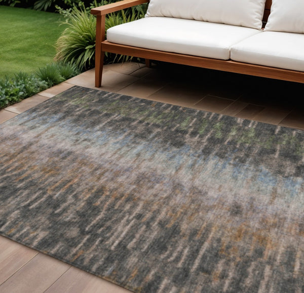 HomeRoots 10' Abstract Granite Gray & Brown Washable Area Rug - Durable Indoor/Outdoor Design for High-Traffic Spaces 659107