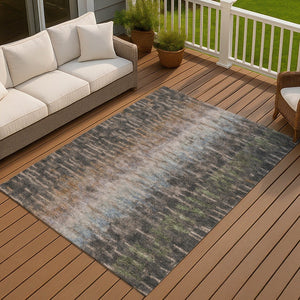 HomeRoots 10' Abstract Granite Gray & Brown Washable Area Rug - Durable Indoor/Outdoor Design for High-Traffic Spaces 659107