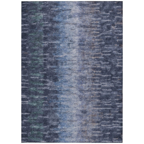 HomeRoots 5' Navy Blue and Ivory Abstract Area Rug – Stylish, Washable Indoor/Outdoor Design for Any Space 659109