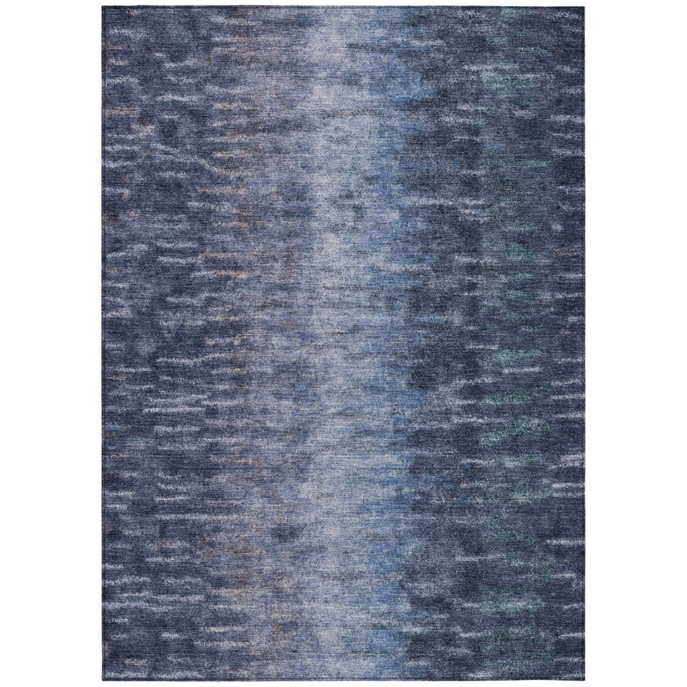 HomeRoots 5' Navy Blue and Ivory Abstract Area Rug – Stylish, Washable Indoor/Outdoor Design for Any Space 659109