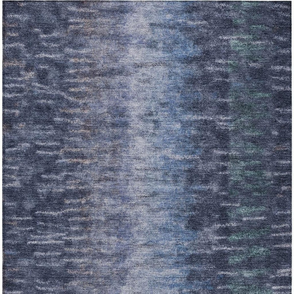 HomeRoots 8' X 10' Navy Blue Abstract Area Rug - Stylish Washable Indoor/Outdoor Design for High-Traffic Spaces 659111