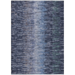 HomeRoots 8' X 10' Navy Blue Abstract Area Rug - Stylish Washable Indoor/Outdoor Design for High-Traffic Spaces 659111
