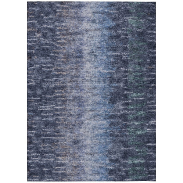 HomeRoots 8' X 10' Navy Blue Abstract Area Rug - Stylish Washable Indoor/Outdoor Design for High-Traffic Spaces 659111