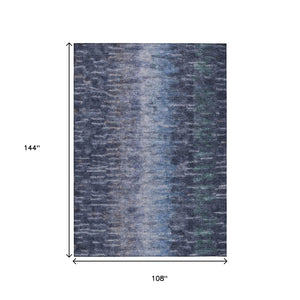 HomeRoots 9' X 12' Navy Blue and Ivory Abstract Rug - Stylish, Washable, Durable for Indoor & Outdoor Use! 659112