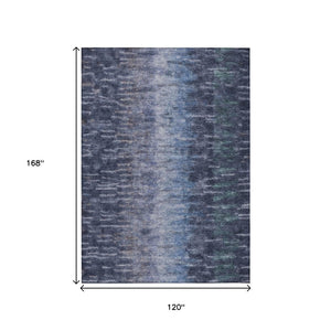 HomeRoots 10' Navy Blue and Ivory Abstract Area Rug - Durable, Stain-Resistant, and Washable for Indoor/Outdoor Use 659113