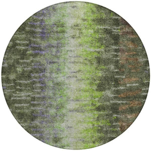 HomeRoots 8' Olive Green Round Abstract Area Rug - Stylish, Washable, Indoor/Outdoor, Stain-Resistant, Durable Design 659116