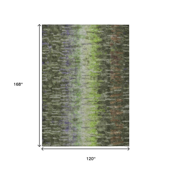 HomeRoots 10' Abstract Washable Indoor/Outdoor Area Rug in Olive Green, Brown & Purple - Durable & Stylish! 659119