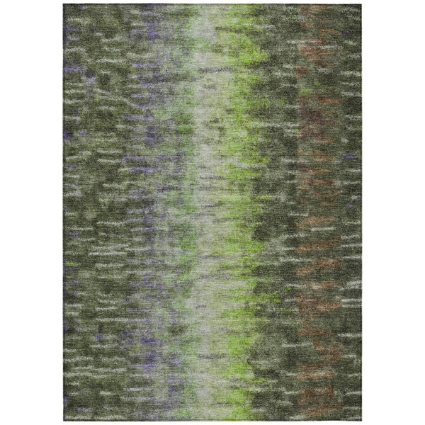 HomeRoots 10' Abstract Washable Indoor/Outdoor Area Rug in Olive Green, Brown & Purple - Durable & Stylish! 659119