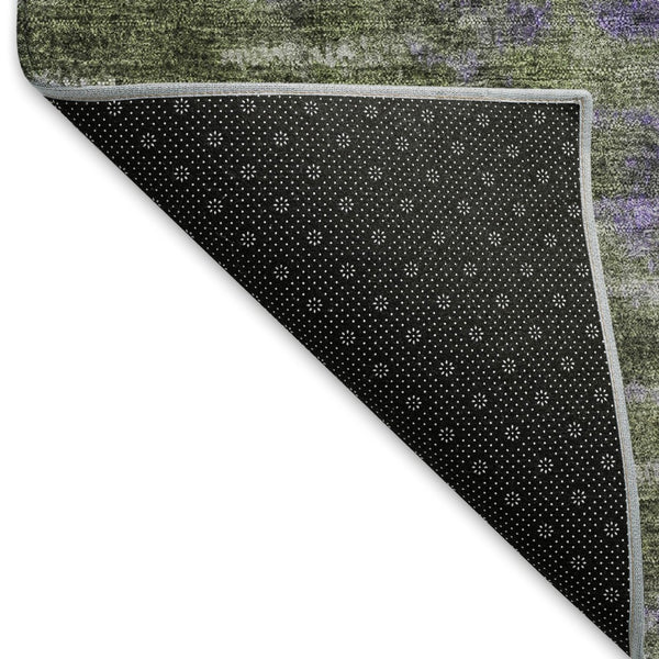 HomeRoots 10' Abstract Washable Indoor/Outdoor Area Rug in Olive Green, Brown & Purple - Durable & Stylish! 659119