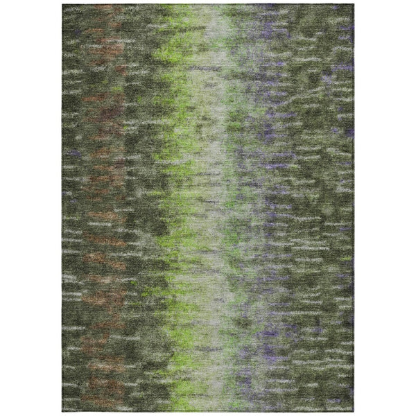 HomeRoots 10' Abstract Washable Indoor/Outdoor Area Rug in Olive Green, Brown & Purple - Durable & Stylish! 659119