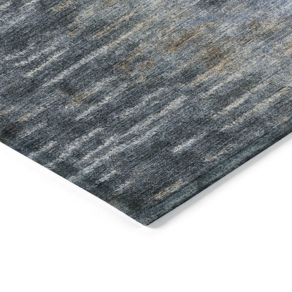 HomeRoots 8' Round Teal Blue and Gray Abstract Washable Area Rug for Indoor and Outdoor Stylish Spaces 659122