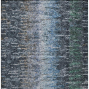 HomeRoots 8' X 10' Contemporary Teal Blue & Gray Abstract Area Rug - Washable, Indoor/Outdoor, Easy Care! 659123