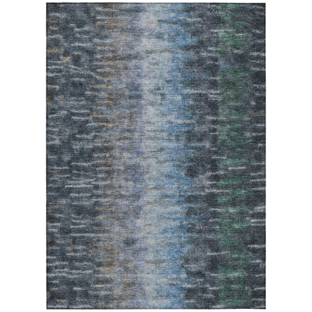 HomeRoots 8' X 10' Contemporary Teal Blue & Gray Abstract Area Rug - Washable, Indoor/Outdoor, Easy Care! 659123