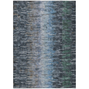 HomeRoots 8' X 10' Contemporary Teal Blue & Gray Abstract Area Rug - Washable, Indoor/Outdoor, Easy Care! 659123