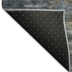 HomeRoots 8' X 10' Contemporary Teal Blue & Gray Abstract Area Rug - Washable, Indoor/Outdoor, Easy Care! 659123