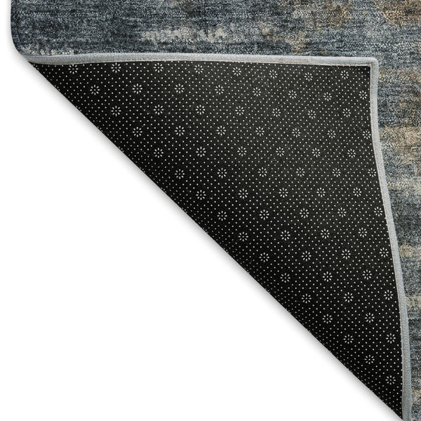 HomeRoots 8' X 10' Contemporary Teal Blue & Gray Abstract Area Rug - Washable, Indoor/Outdoor, Easy Care! 659123