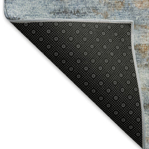 HomeRoots 8' Round Abstract Blue and Ivory Washable Rug - Stylish, Durable, Indoor/Outdoor Design for Any Space 659128