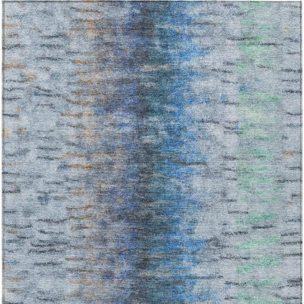 HomeRoots 8' X 10' Blue and Ivory Abstract Area Rug - Stylish, Washable, Indoor/Outdoor Decor for Every Space 659129