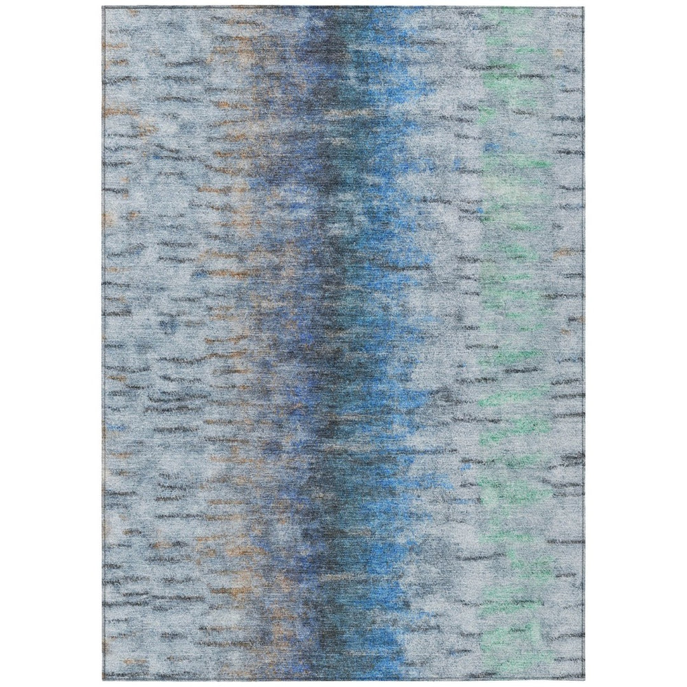 HomeRoots 8' X 10' Blue and Ivory Abstract Area Rug - Stylish, Washable, Indoor/Outdoor Decor for Every Space 659129